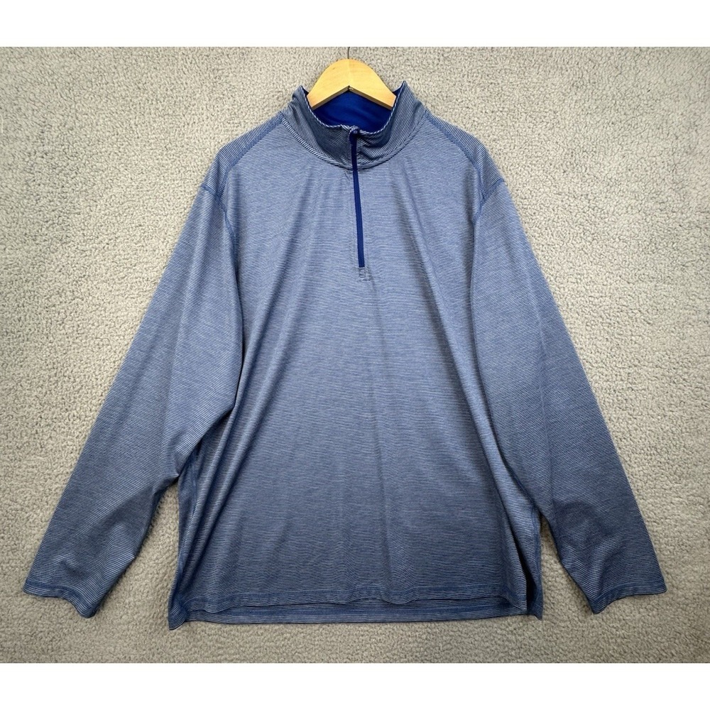 Maelreg Golf Performance Pullover 1/4 Zip Blue Striped Size 2XL Wicking Stretch